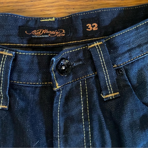 Ed Hardy Wide Loose Fit Denim Jeans Flap Pocket Vintage- size 32x34 - Picture 7 of 10